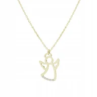 Biżuteria dla dzieci - Złoty Naszyjnik z Aniołem Anioł Prezent 925 Święta ŻYCZENIA GRATIS - miniaturka - grafika 1