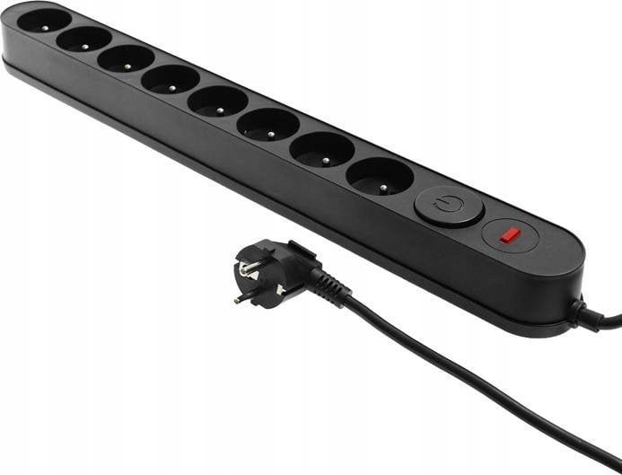 Listwa zasilająca Plastrol Plastrol Filtr W-00023 listwa zasilająca z układem przeciwprzepięciowym osiem gniazd, włącznik czarna