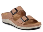 Klapki i japonki damskie - Klapki damskie skórzane regulowane wygodne beżowe Inblu PF-03-38 - miniaturka - grafika 1