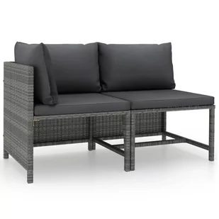 2-częściowa sofa ogrodowa z poduszkami, szara, polirattan - Sofy ogrodowe - miniaturka - grafika 1