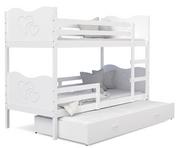 Łóżka dla dzieci i młodzieży - Łóżko piętrowe 190x80  białe MAX 3-osobowe - miniaturka - grafika 1