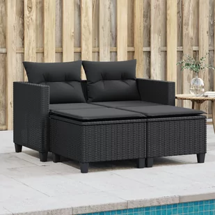 2-osobowa sofa ogrodowa z podnóżkami, czarna, polirattan Lumarko! - Sofy ogrodowe - miniaturka - grafika 1