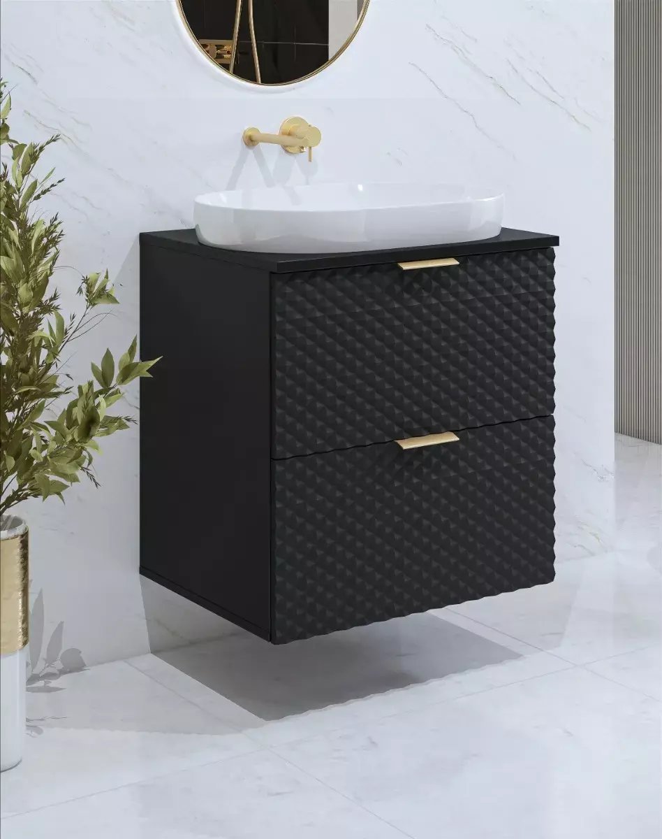 Helvetia Szafka pod umywalkę nablatową LAURA 2S 60cm czarna mat HELVETIA
