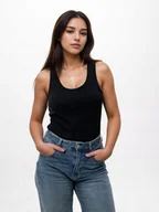 Koszulki i topy damskie - BAWEŁNIANY Top Damski KLASYCZNY NA RAMIĄCZKACH Czarny UrbanCity GŁADKI S - miniaturka - grafika 1