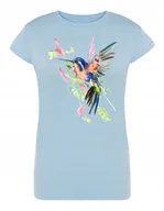Koszulki i topy damskie - T-Shirt damski nadruk ptak KOLOROWY KANAREK r.S - miniaturka - grafika 1