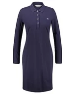Sukienki - GANT Damska sukienka Slim Shield Ls Pique, niebieski (Evening Blue), XS - miniaturka - grafika 1