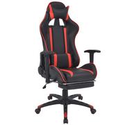 Fotele i krzesła biurowe - vidaXL Regulowane krzesło biurowe z podnóżkiem czerwone 20168 - miniaturka - grafika 1