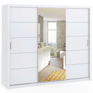 Szafa Przesuwna BONO Szerokość 250 cm Biała 3-drzwiowa Lustro Garderoba - Lustra - miniaturka - grafika 1