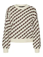 Swetry damskie - Vero Moda Sweter w kolorze kremowo-brązowym - miniaturka - grafika 1
