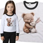 Piżamy dla dziewczynek - Piżama dziecięca Biały Królik Zając Przytulający Brązowego Misia 98/104 - VoloDonum - miniaturka - grafika 1