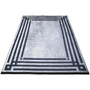 Dywany - Szary dywan klasyczny z czarną ramką do salonu - Fasato 4X - miniaturka - grafika 1