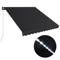 Markizy - vidaXL Ręcznie zwijana markiza z LED, 300 x 250 cm, antracytowa vidaXL - miniaturka - grafika 1