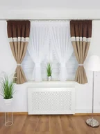 Firany - Firana gotowa- zestaw z zasłonami brązowy, nowoczesne firanki do kuchni - miniaturka - grafika 1