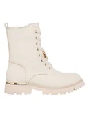 Botki damskie - Patrizia Pepe Skórzane botki w kolorze kremowym - miniaturka - grafika 1