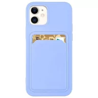 Etui i futerały do telefonów - Card Case silikonowe etui portfel z kieszonką na kartę dokumenty do iPhone 13 Pro Max fioletowy - miniaturka - grafika 1
