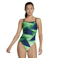 Stroje kąpielowe - Speedo Damski strój kąpielowy jednoczęściowy Prolt Flyback nadruk dla dorosłych Team Colors jednoczęściowy strój kąpielowy Lane Game niebieski/zielony 24 - miniaturka - grafika 1