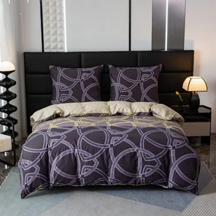 Cotton World Pościel 160x200 3cz QM2733 fioletowa geometryczny łańcuch bawełniana - Pościel - miniaturka - grafika 1