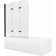 Wanny - Mexen Vega wanna prostokątna 160 x 70 cm z obudową i parawanem 3-skrzydłowym 120 cm, transparent, czarny - miniaturka - grafika 1