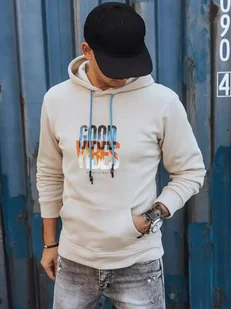 Bluza męska ocieplana z kapturem beżowa Dstreet BX5378-XL - Bluzy męskie - miniaturka - grafika 1
