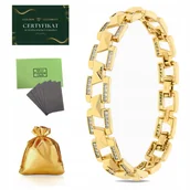 Bransoletki - ZŁOTA BRANSOLETKA DAMSKA NA RĘKĘ Z CYRKONIAMI REGULOWANA DLA KOBIETY 18K - miniaturka - grafika 1