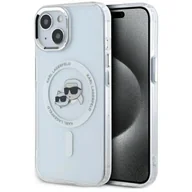 Etui i futerały do telefonów - Etui KARL LAGERFELD IML Metal Karl&Choupette Head MagSafe do Apple iPhone 14 Biały | Bezpłatny transport - miniaturka - grafika 1