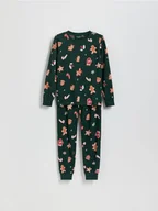 Skarpetki dla dzieci - Reserved - Świąteczna piżama - ciemnozielony - miniaturka - grafika 1