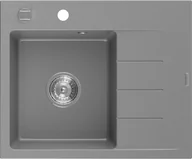 Zlewozmywaki - Mexen Ben zlewozmywak granitowy 1-komorowy z ociekaczem prawy 600 x 500 mm, szary, syfon chrom - 6523605000-71 - miniaturka - grafika 1