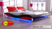 Łóżka - Nowoczesne łóżko tapicerowane   AURORA  LED RGB   - skóra ekologiczna - 120x200 - miniaturka - grafika 1