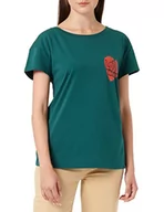 Koszulki i topy damskie - Love Moschino Damska koszulka bokserska z krótkim rękawem z nadrukiem czerwonego serca, zielony, 38 - miniaturka - grafika 1