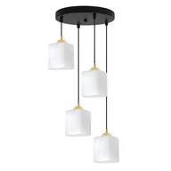 Lampy sufitowe - Lampa sufitowa wisząca okrągła Riffle loft 4xE27 klosz sześcian biały/złoty Light Home LH - miniaturka - grafika 1