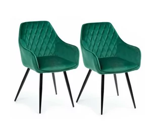 Green HowHomely Zielone pikowane tapicerowane krzesło Sametti Black Dark HowHomely HH-333BDG - Krzesła - miniaturka - grafika 2