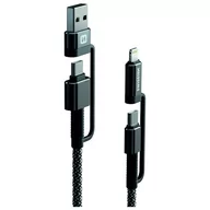 Ładowarki do telefonów - Kabel do ładowania i przesyłania danych Swissten Kevlar 4in1 3A 1,5 m Kolor: ciemnoszary - miniaturka - grafika 1
