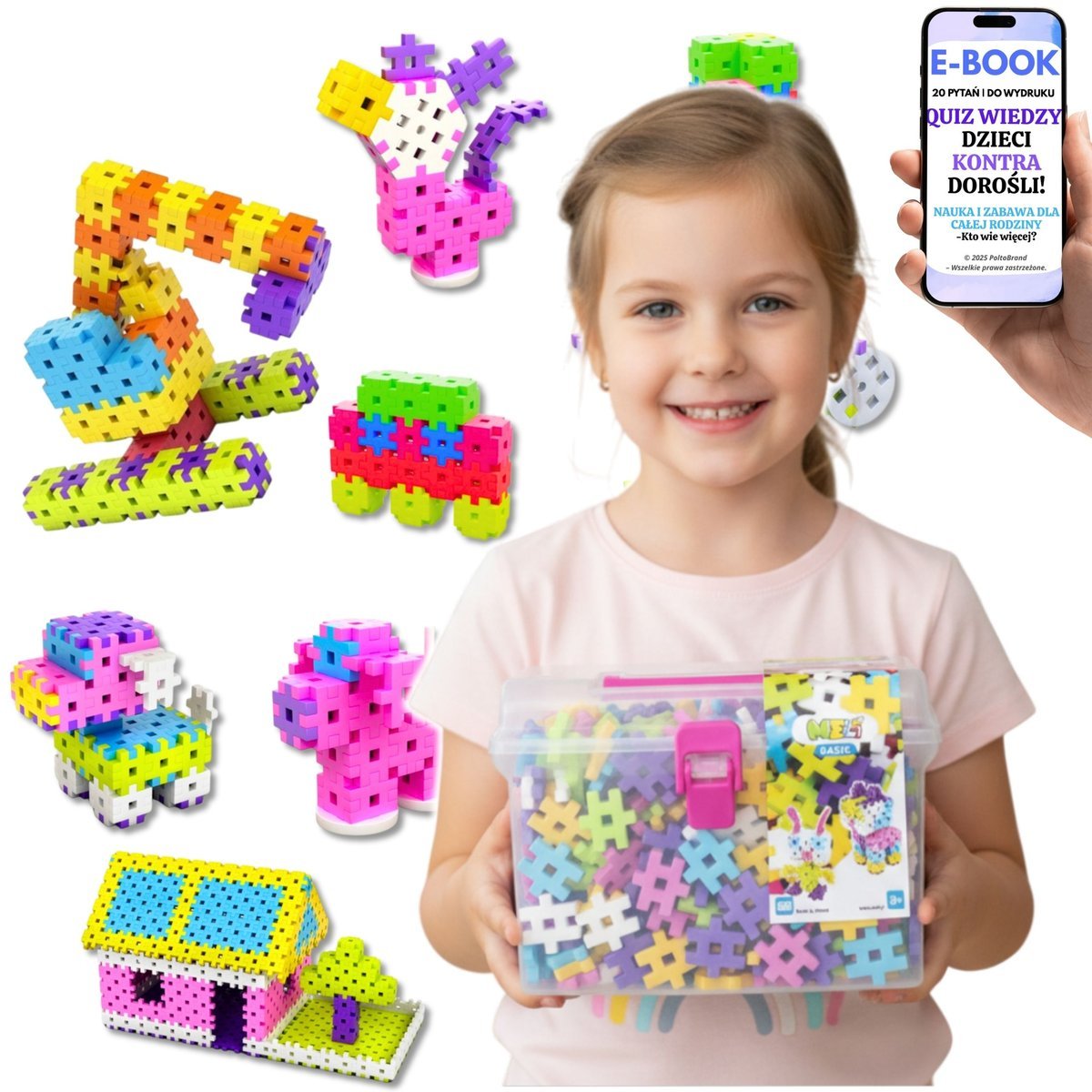 KLOCKI WAFLE 500 EL PUZZLE KONSTRUKCYJNE PREZENT DLA DZIEWCZYNKI I CHŁOPCA 4 5 6 7 Latka + EBOOK-2