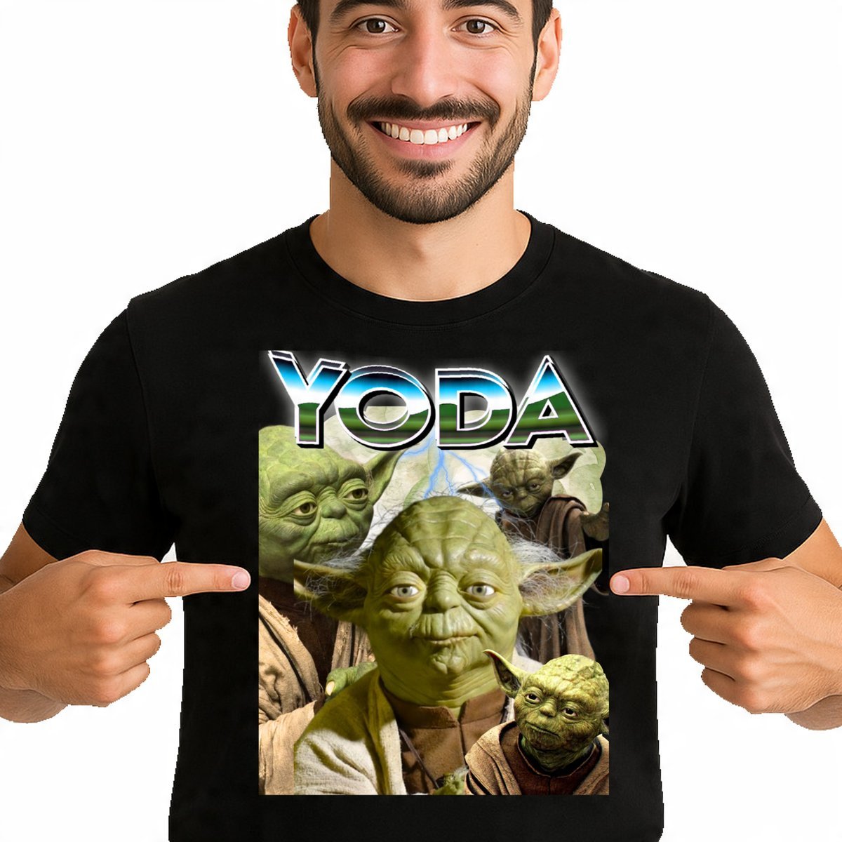 3493 YODA KOSZULKA MĘSKA STAR WARS GWIEZDNE WOJNY JAKOŚĆ L bootleg CZARNA