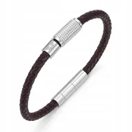 Bransolety męskie - Brązowa męska bransoletka skórzana POLICE URBAN TEXTURE PEAGB0001117 - miniaturka - grafika 1