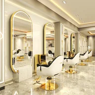 Meble fryzjerskie - Konsola konsoleta fryzjerska barberska lustro fryzjerskie LED rama aluminiowa 200x80 PRO - miniaturka - grafika 1