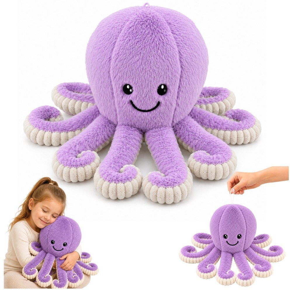 LeanToys Pluszowa Ośmiornica Maskotka Przytulanka Sprężyste Macki Fioletowa 50 cm EDUKAMP 31838