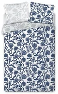 Pościel - Faro Pościel bawełniana 220x200 Elegant 003 biała granatowa szara kwiaty E 2023 - miniaturka - grafika 1