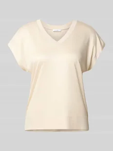 T-shirt z wiskozy z dekoltem w serek model ‘Savilchen’ - Koszulki i topy damskie - miniaturka - grafika 1