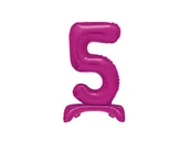 Balony i akcesoria - Balon foliowy stojący cyfra 5 różowy - 76 cm - 1szt. - miniaturka - grafika 1