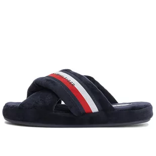 Kapcie Tommy Hilfiger Comfy Home Slippers With Straps FW0FW06587-DW5 - granatowe - Klapki i japonki damskie - miniaturka - grafika 1