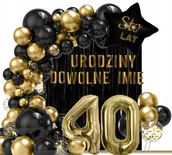 Urodziny dla dorosłych - Balony Na Czterdziestkę 40 Urodziny Baner Personalizowany Z Imieniem - miniaturka - grafika 1