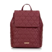 Plecaki - Plecak z ekoskóry pikowany w serca bordowy - miniaturka - grafika 1