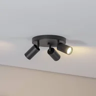 Lampy sufitowe - Reflektor sufitowy Sado czarny stalowy regulowany 3-punktowy okrągły Argon, możliwość ściemniania, czarny, salon / jadalnia, metal, nowoczesny - miniaturka - grafika 1