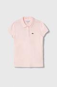 Koszulki dla dziewczynek - Lacoste polo bawełniane dziecięce kolor różowy z kołnierzykiem - miniaturka - grafika 1