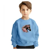Bluzy dla dziewczynek - BLUZA DZIECIĘCA KOŃ KWIATY 146-152 DLA CHŁOPCA DZIEWCZYNKI - miniaturka - grafika 1