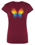 Koszulki i topy damskie - T-Shirt fajny kolorowy nadruk MOTYL r.L - miniaturka - grafika 1