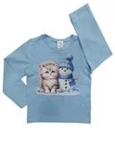 Bluzki dla dziewczynek - Bluzka dziecięca KOTEK Z BAŁWANKIEM gładka 116 - Level Up Labs - miniaturka - grafika 1