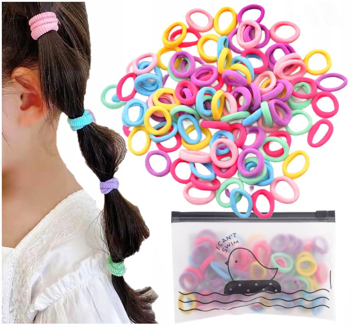 Gumeczki gumki frotki do włosów wielokolorowe 100 szt.