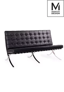 Modesto Design MODESTO Sofa BARCELON czarna - ekoskóra, chrom T03-2.BLACK.PU - Sofy i kanapy - miniaturka - grafika 1